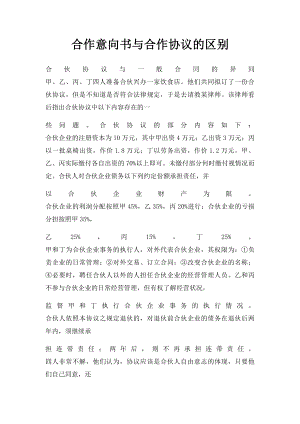 合作意向书与合作协议的区别.docx