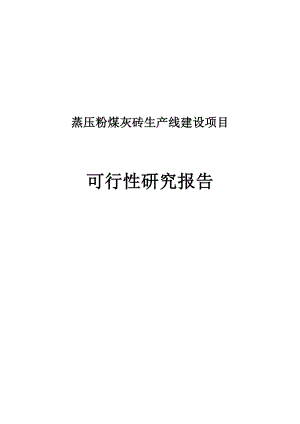 蒸压粉煤灰砖生产线建设项目可行性研究报告.doc