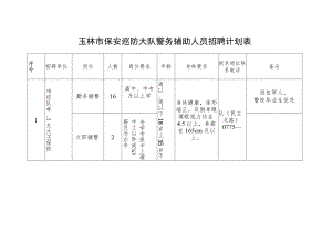 玉林市保安巡防大队警务辅助人员招聘计划表.docx