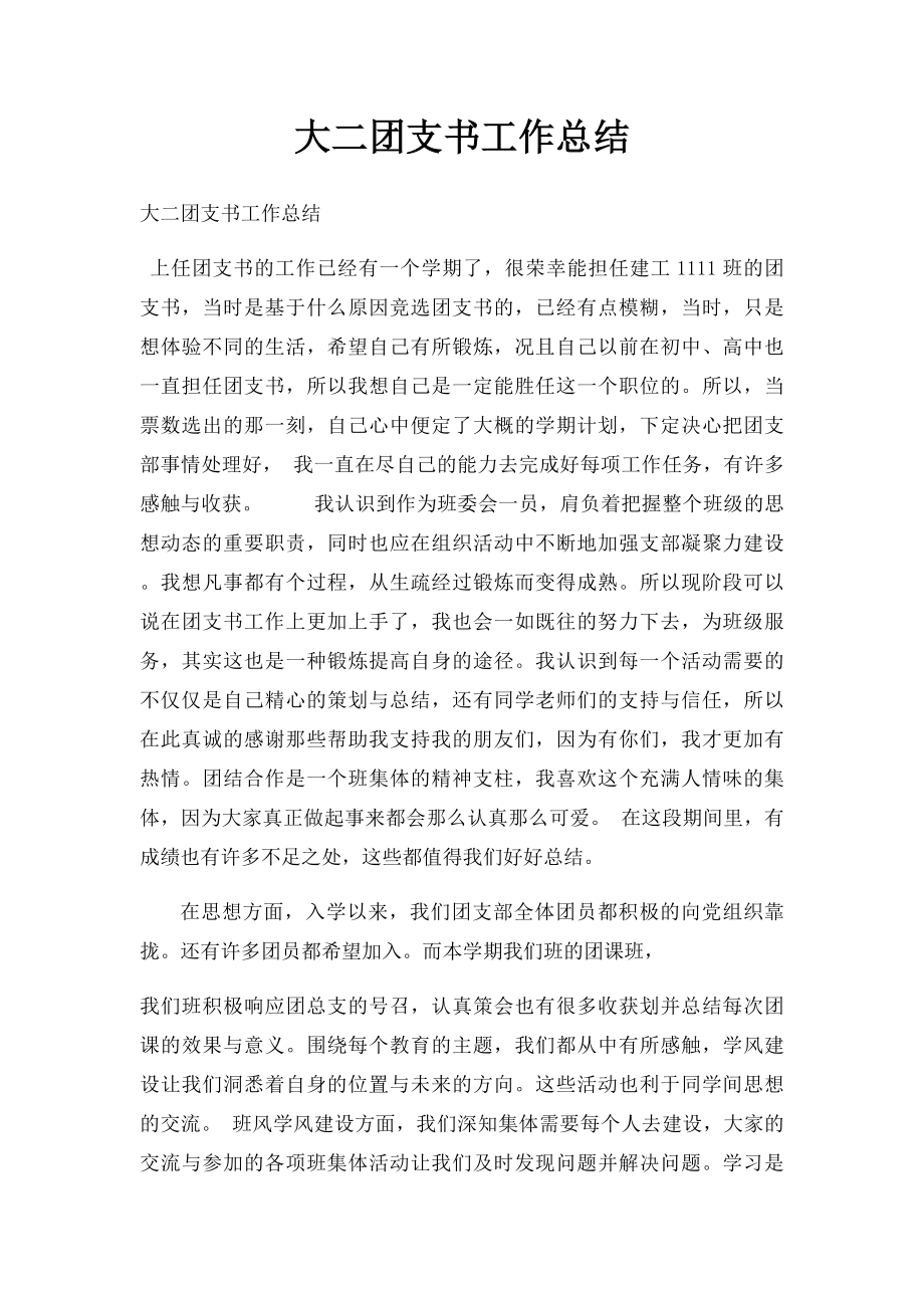 大二团支书工作总结.docx_第1页