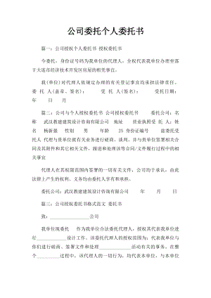 公司委托个人委托书.docx