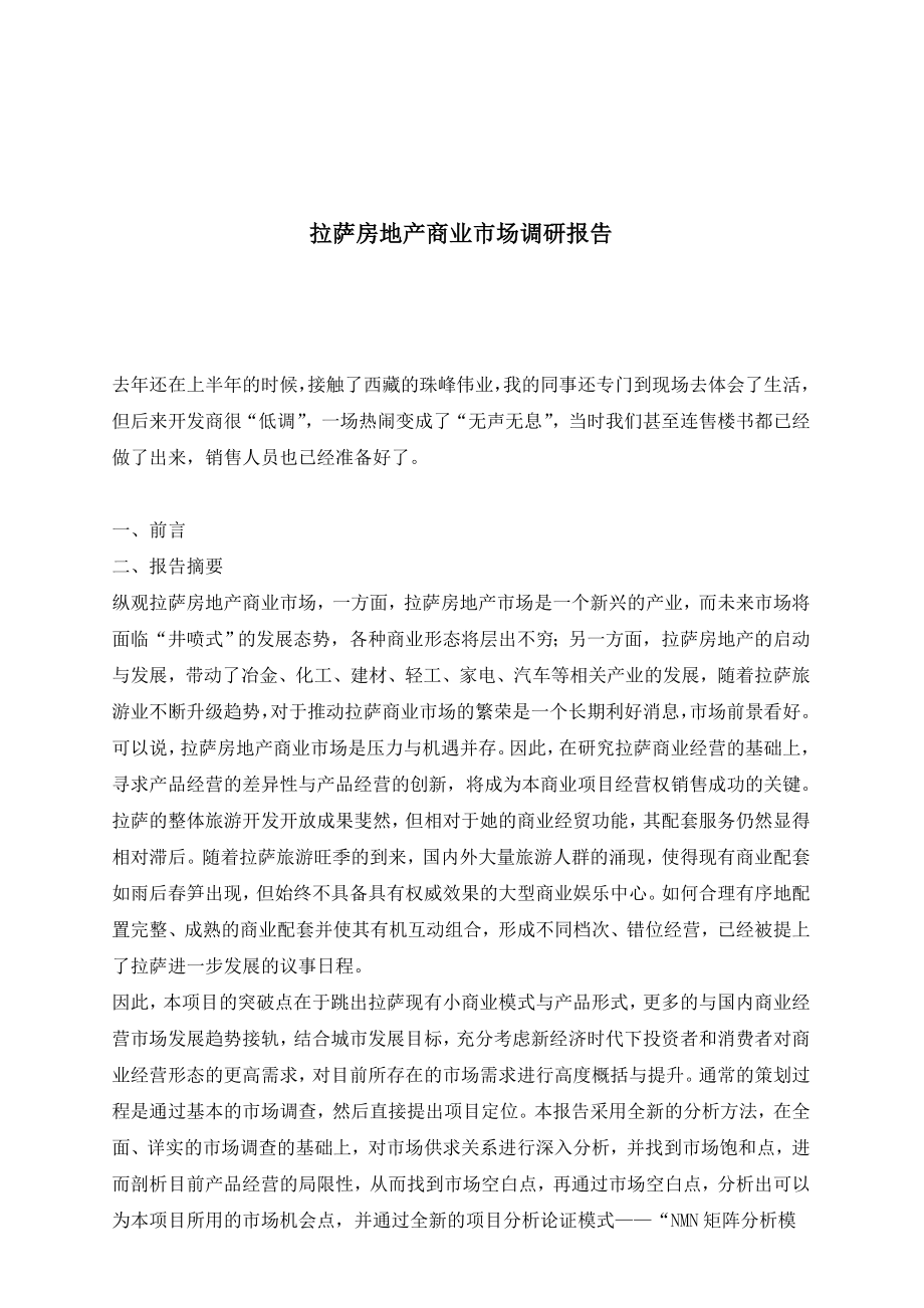 拉萨房地产商业市场调查分析报告.doc_第1页