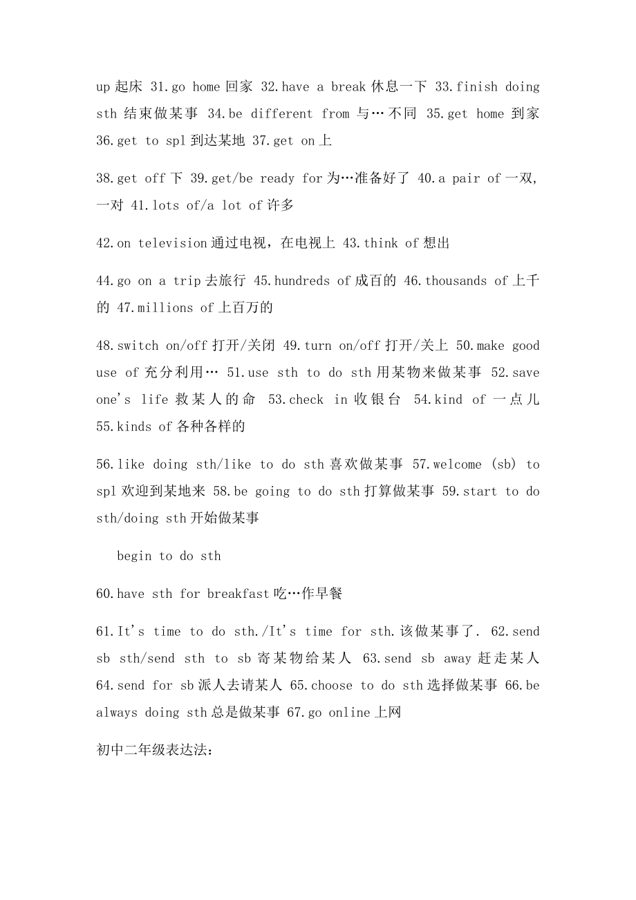 初中三年英语短语总结.docx_第2页