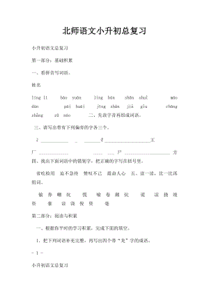 北师语文小升初总复习.docx