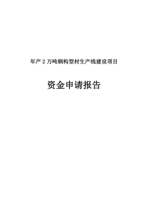 产2万吨钢构型材生产线建设项目资金申请报告.doc