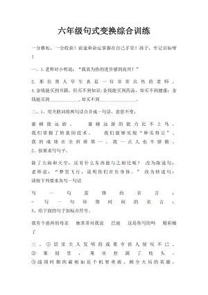 六年级句式变换综合训练.docx