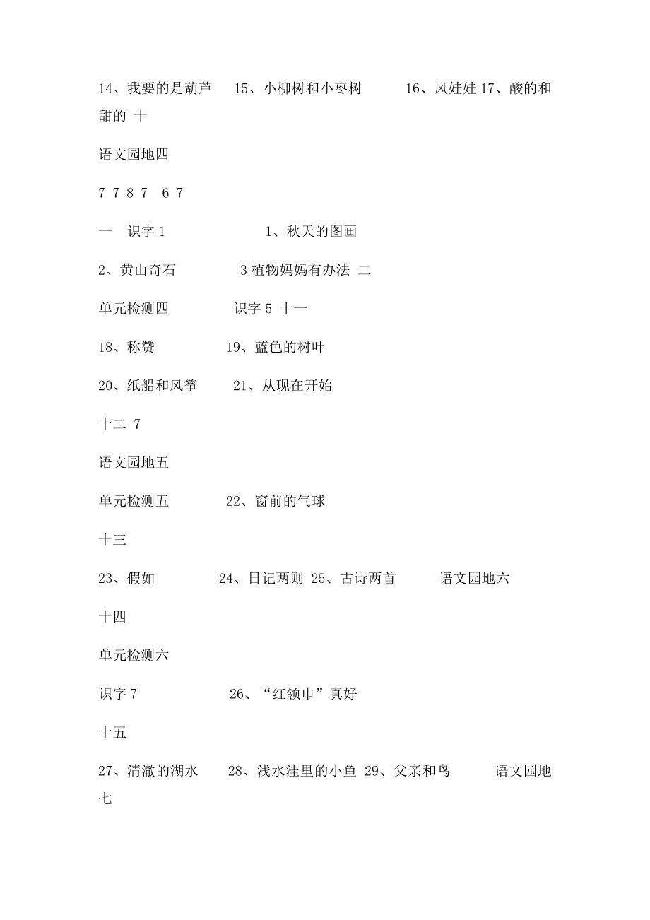 人教小学二年级语文上册教学进度表.docx_第2页