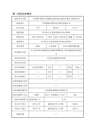 环境影响评价报告公示：大同煤矿集团大同煤炭运销旧高山集运建设环评报告.doc