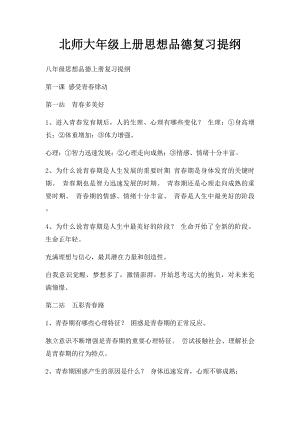 北师大年级上册思想品德复习提纲.docx