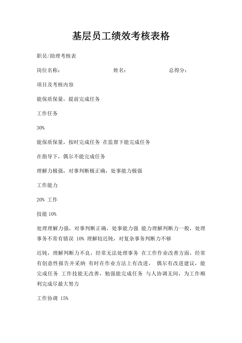 基层员工绩效考核表格.docx_第1页