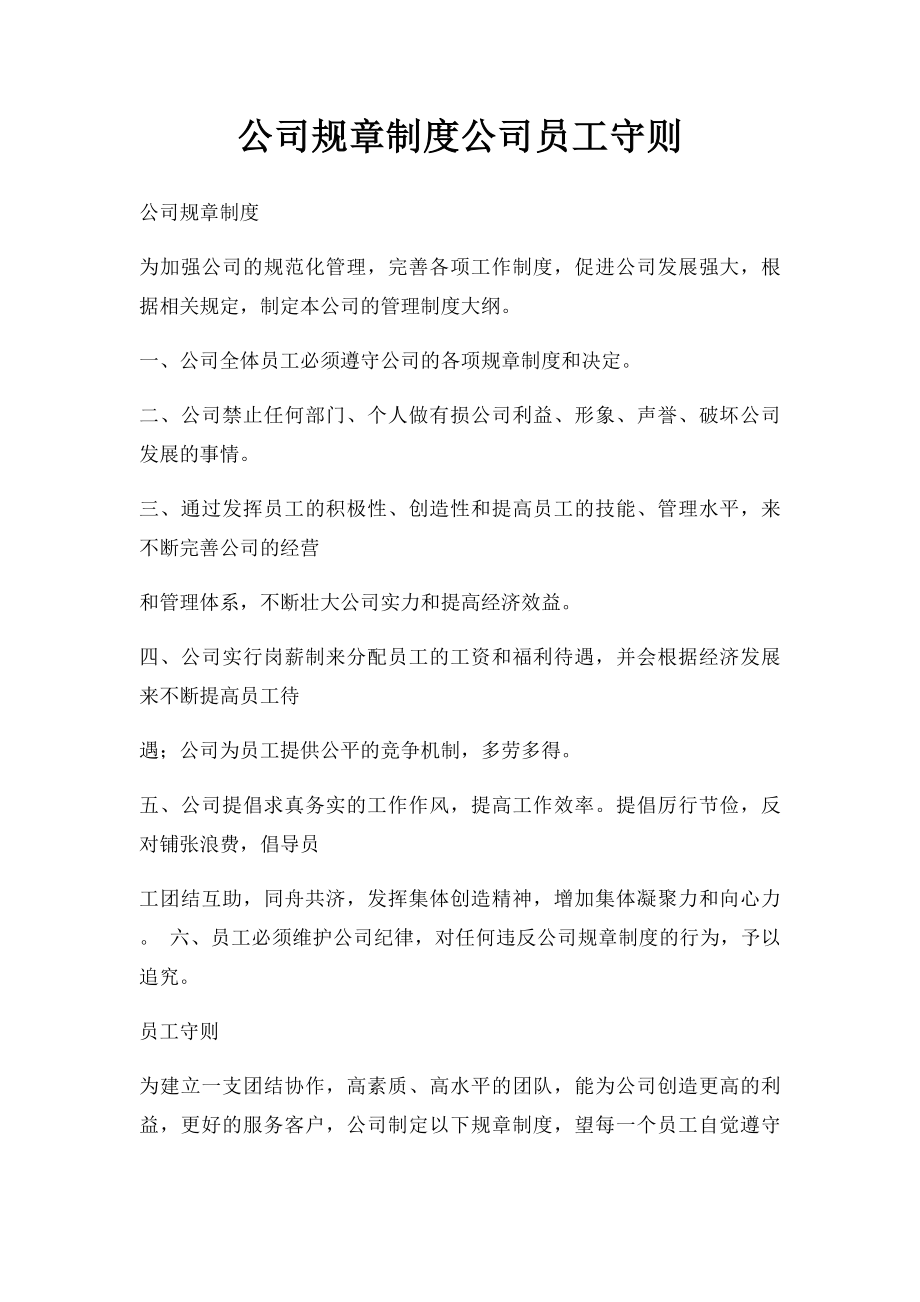 公司规章制度公司员工守则.docx_第1页