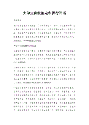 大学生班级鉴定和操行评语.docx