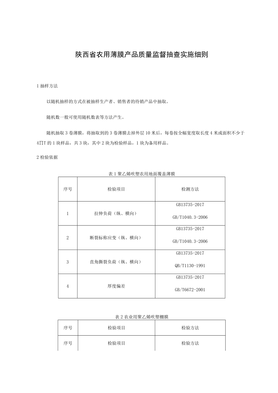 陕西省农用薄膜产品质量监督抽查实施细则.docx_第1页