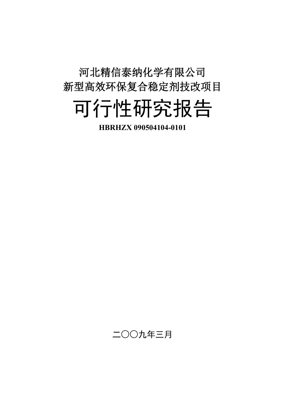 河北精信泰纳化学有限公司项目可行性研究报告.doc_第1页