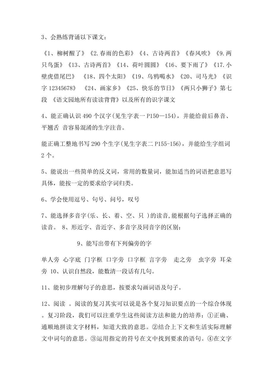 全册小学一年级人教语文语文下册复习提纲.docx_第3页