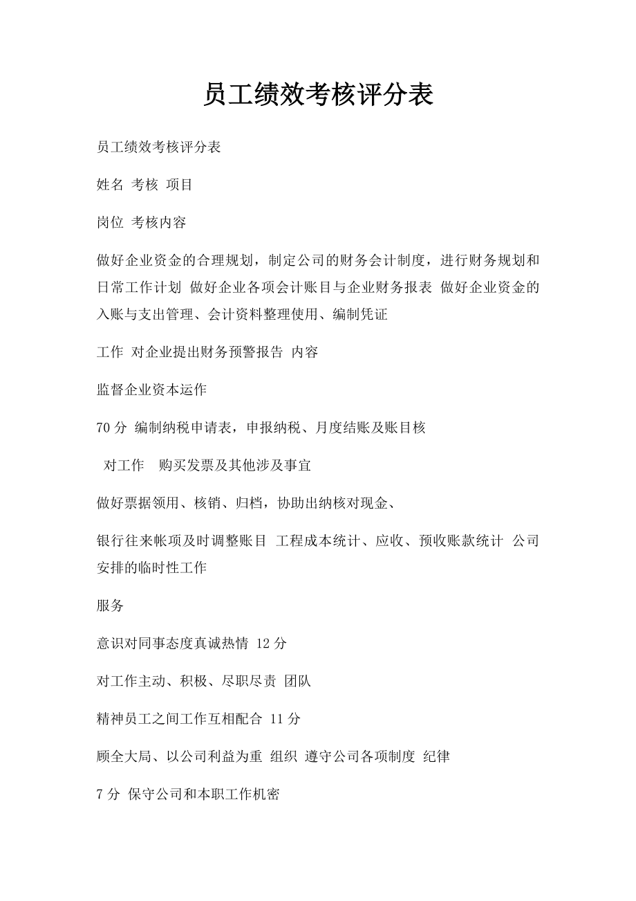 员工绩效考核评分表(6).docx_第1页