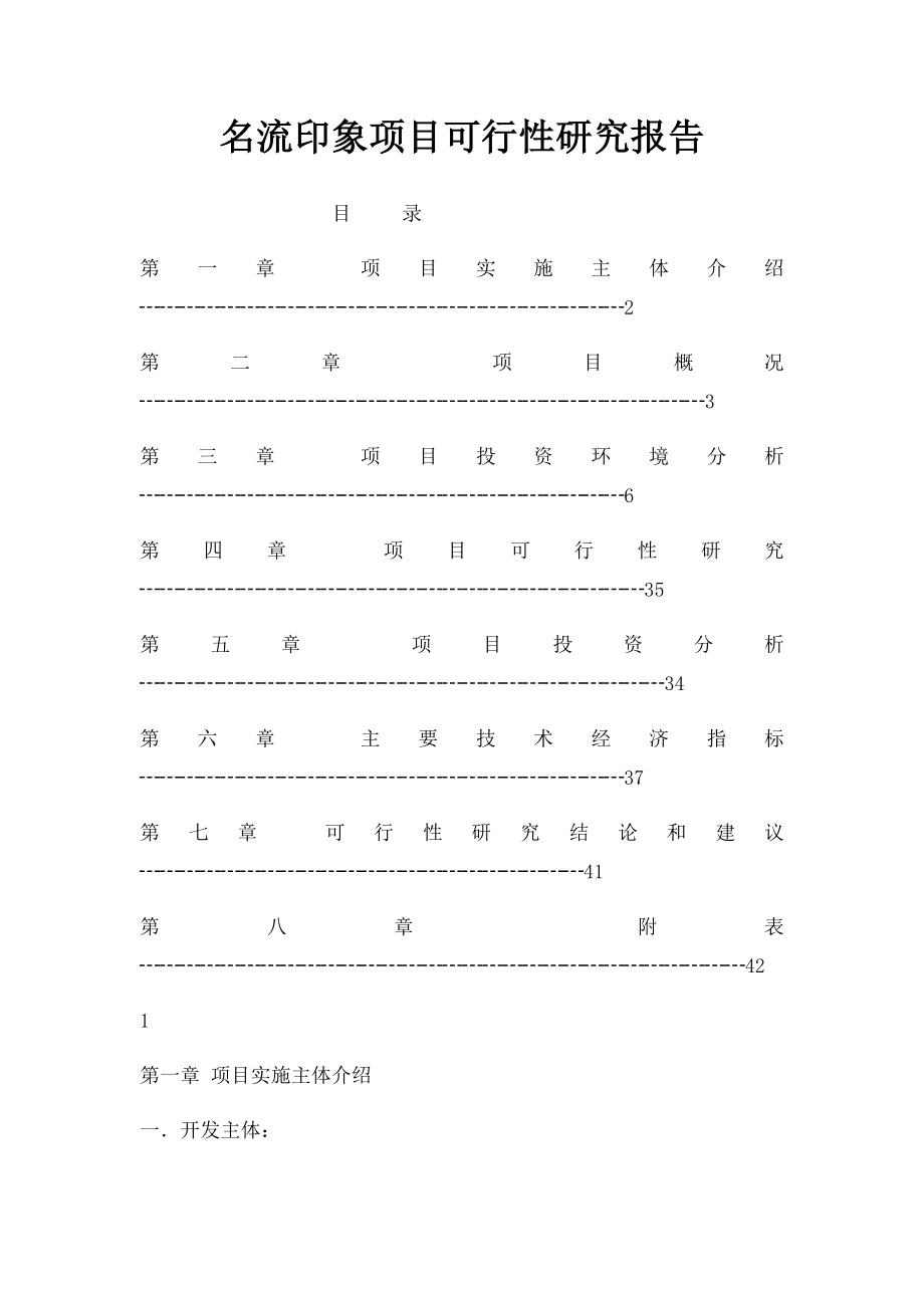 名流印象项目可行性研究报告.docx_第1页