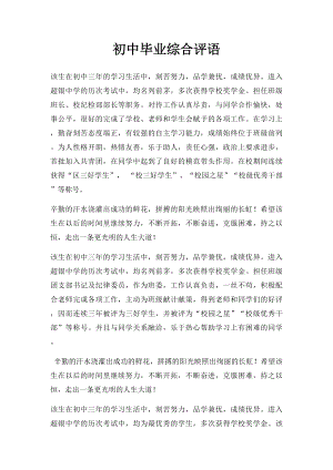 初中毕业综合评语.docx