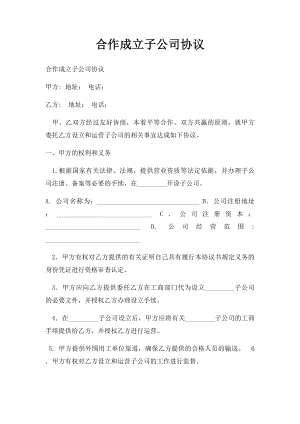 合作成立子公司协议.docx