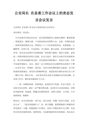 公安局长 在县委工作会议上的表态发言会议发言.docx