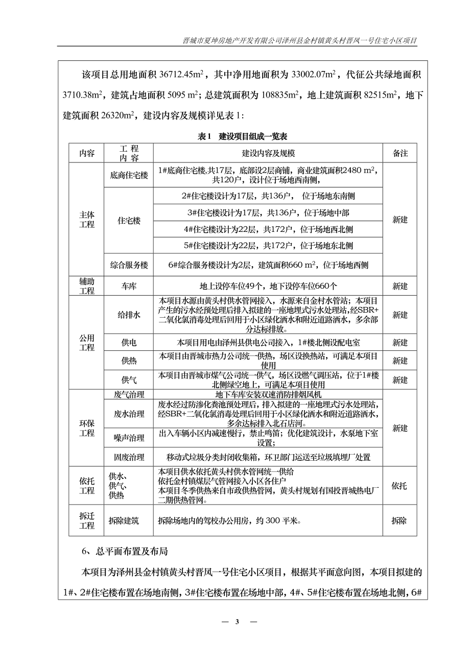 环境影响评价报告公示：泽州县金村镇黄头村晋凤一号住宅小区环评报告.doc_第3页