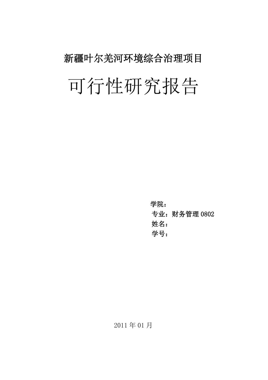 新疆叶尔羌河环境综合治理项目可行性研究报告.doc_第1页