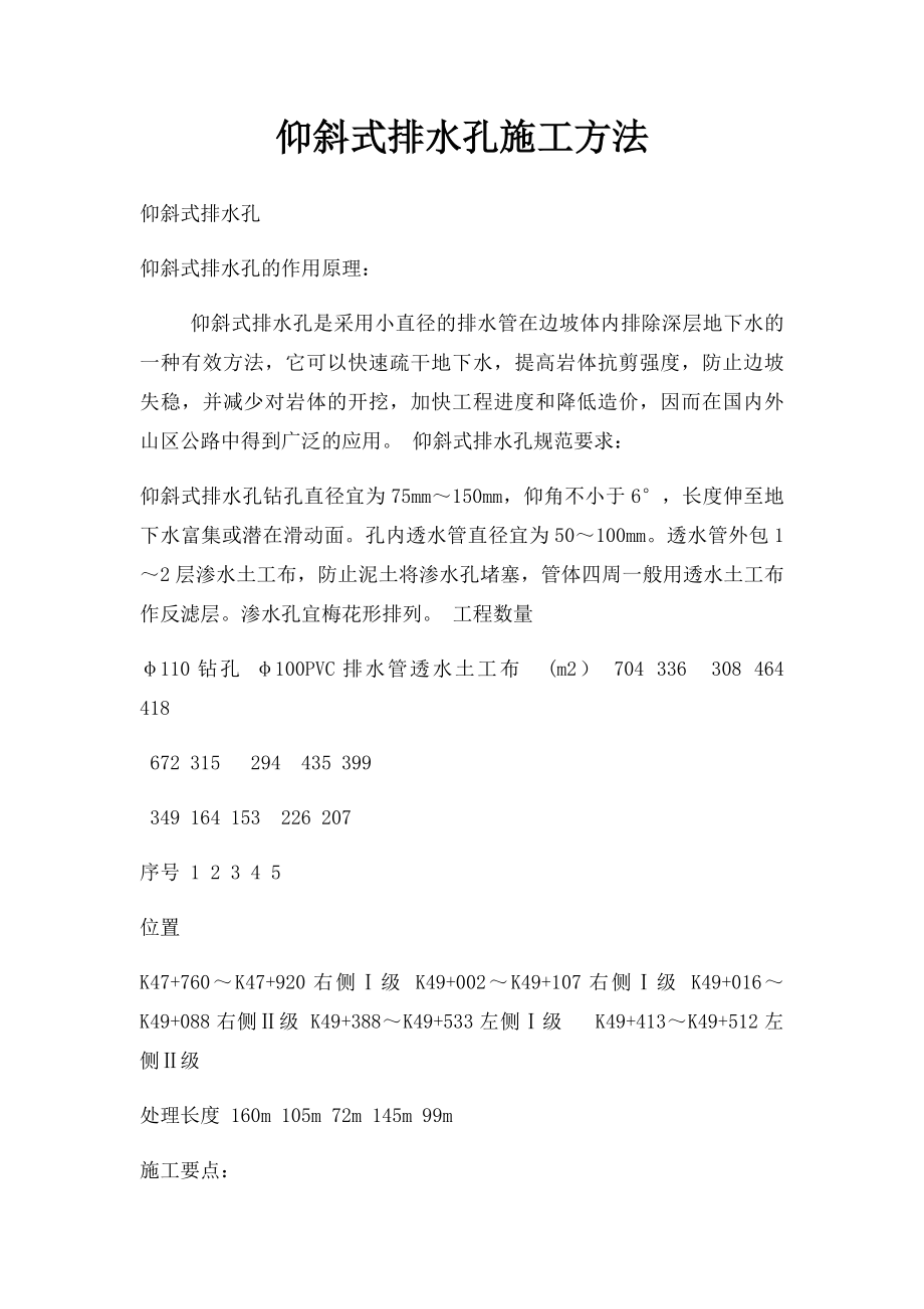 仰斜式排水孔施工方法.docx_第1页