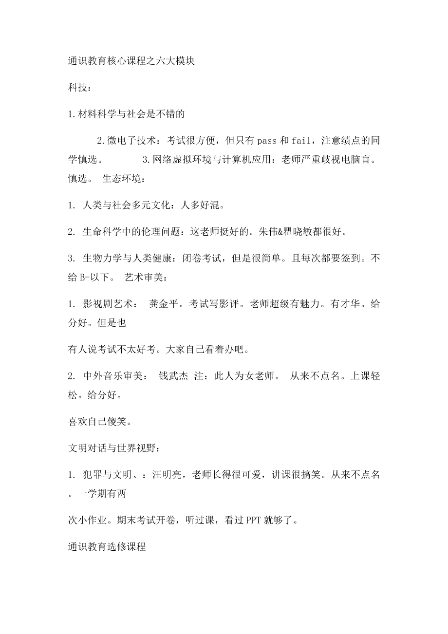 复旦大学选修课程给分情况不完全总结.docx_第2页