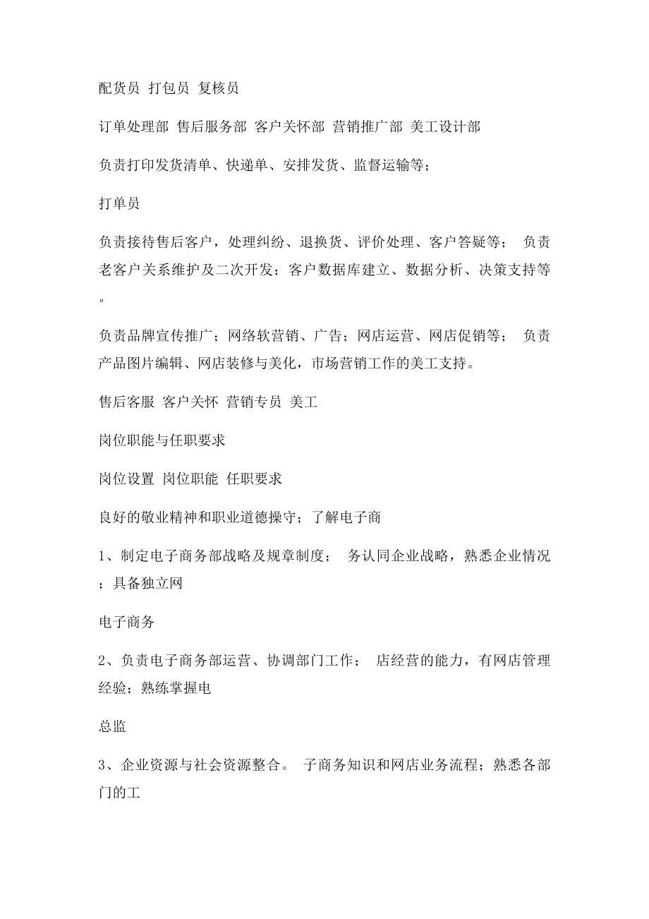 企业电子商务组织架构图以及部门职责和岗位设置(1).docx_第3页