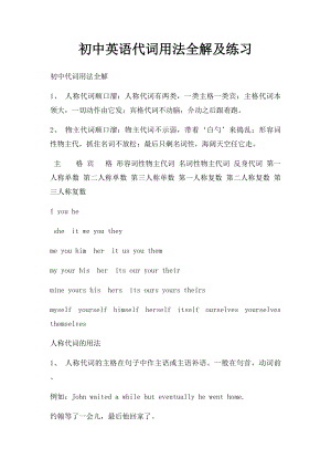 初中英语代词用法全解及练习.docx