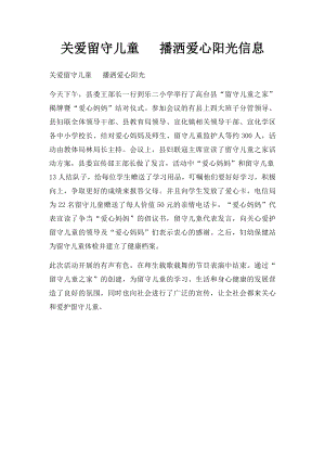 关爱留守儿童 播洒爱心阳光信息.docx