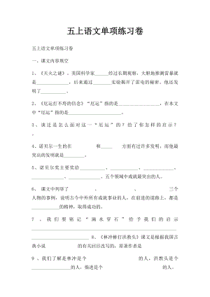 五上语文单项练习卷.docx