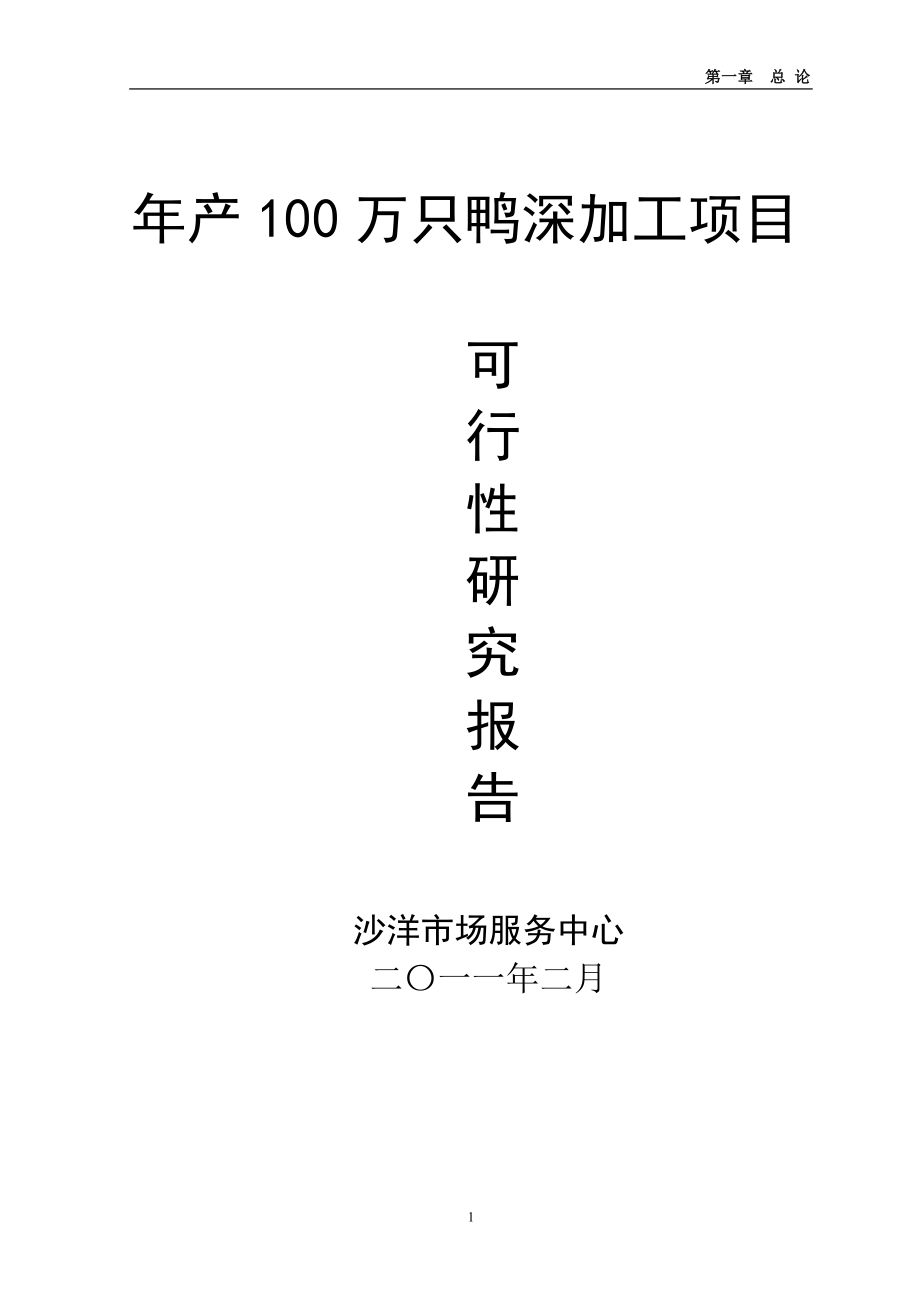 产100万只鸭深加工项目可研报告.doc_第1页