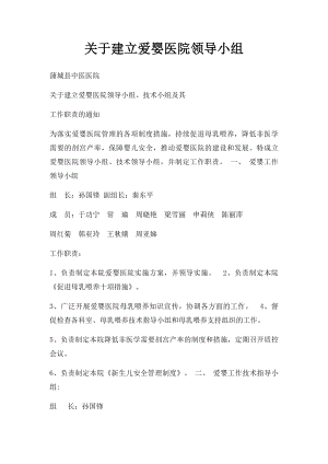 关于建立爱婴医院领导小组.docx