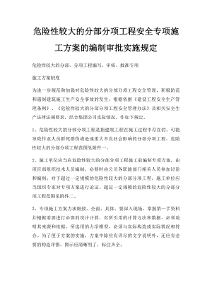 危险性较大的分部分项工程安全专项施工方案的编制审批实施规定.docx