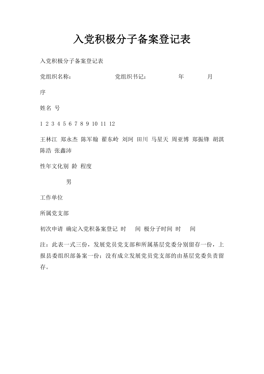 入党积极分子备案登记表.docx_第1页