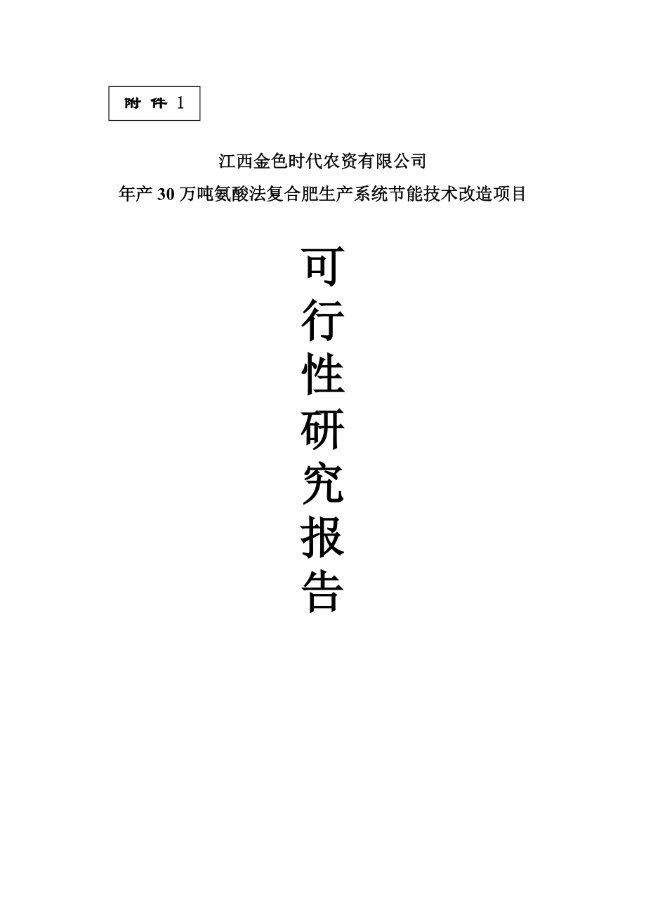 产三十万吨氨酸法复合肥生产系统节能技术改造项目可行性研究报告.doc_第1页