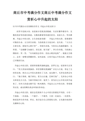 商丘市中考满分作文商丘中考满分作文赏析心中升起的太阳.docx