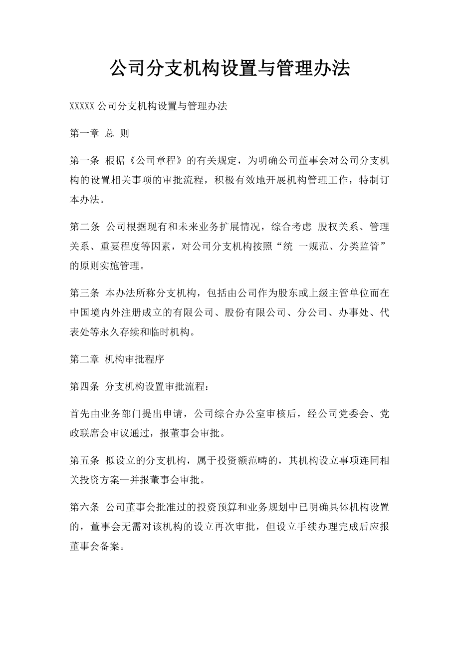 公司分支机构设置与管理办法.docx_第1页