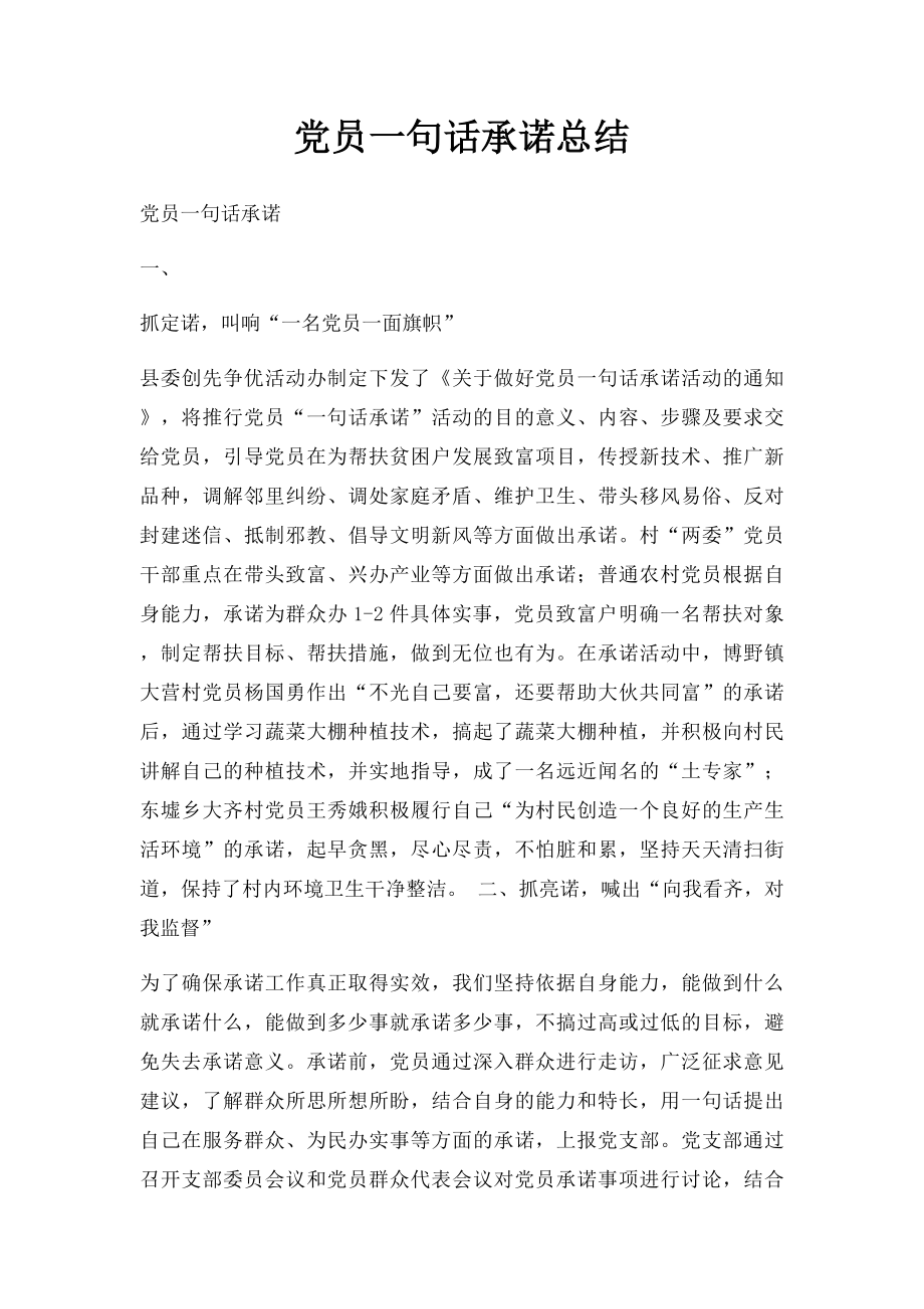 党员一句话承诺总结.docx_第1页