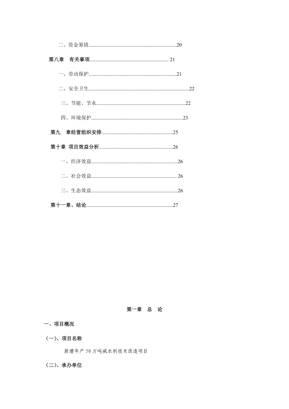 新增产50万吨减水剂技术改造项目可行性研究报告 (精品).doc_第2页