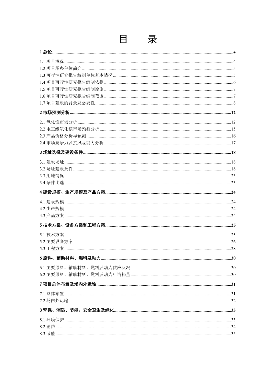 高温电工级氧化镁项目可行性研究报告.doc_第1页