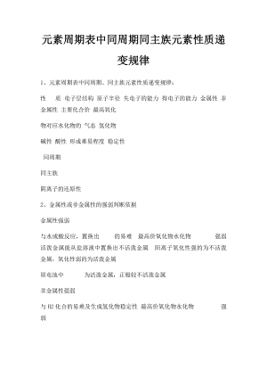 元素周期表中同周期同主族元素性质递变规律.docx