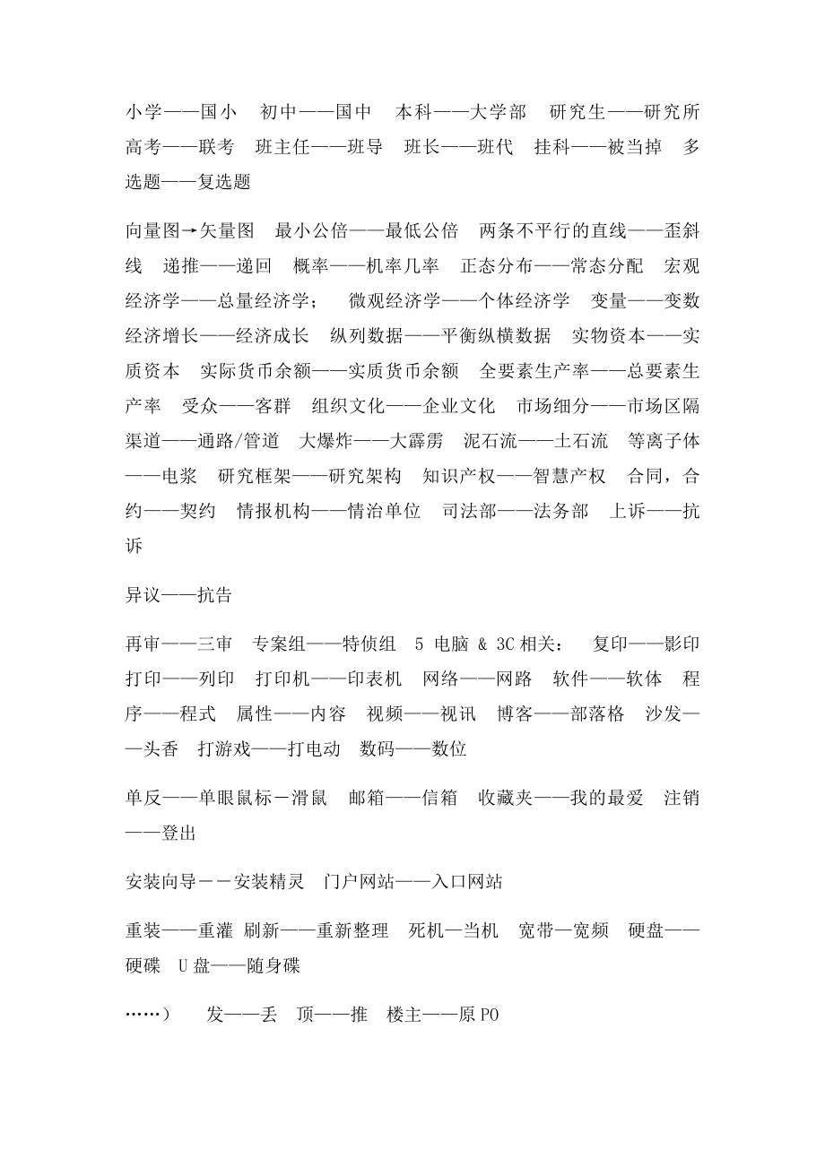 大陆台湾词汇对照.docx_第2页