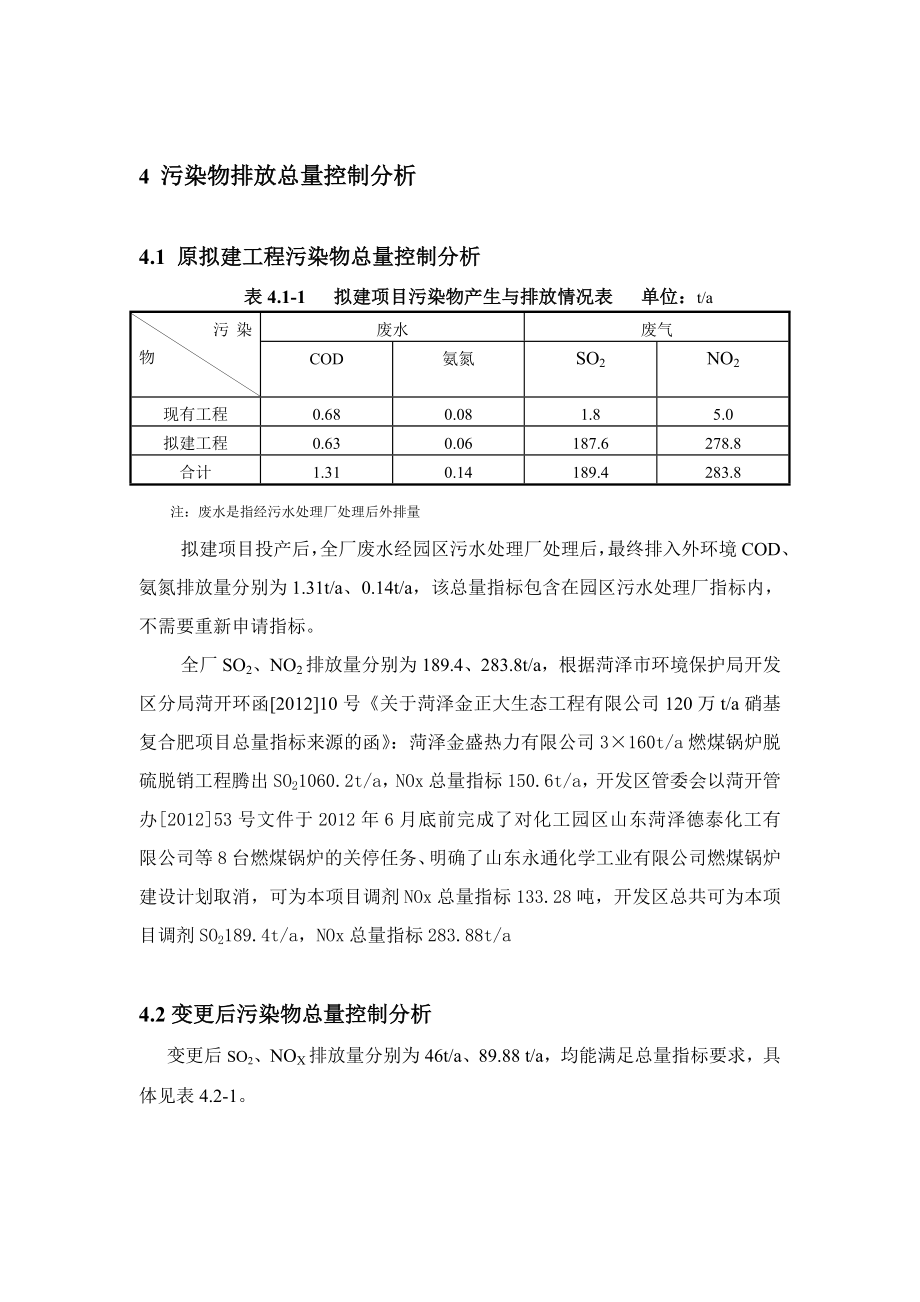 环境影响评价报告公示：硝基复合肥生总量控制分析环评报告.doc_第1页