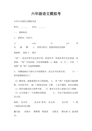 六年级语文模拟考.docx