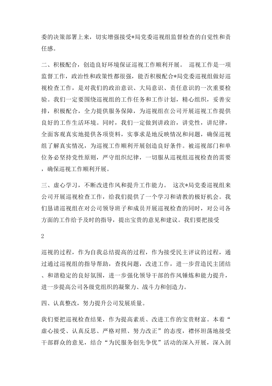 公司迎接上级党委巡视的表态发言.docx_第2页