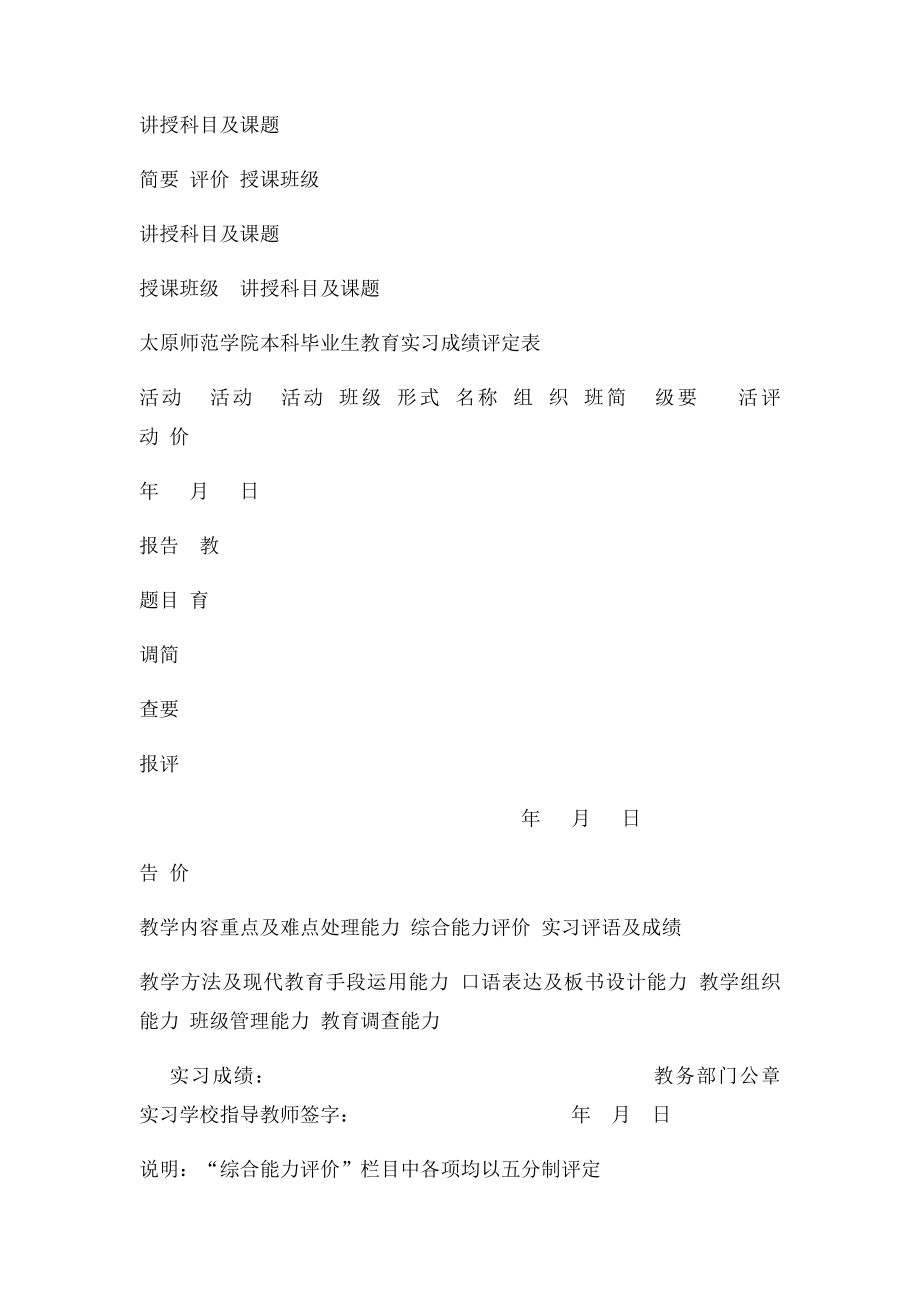 太原师范学院本科毕业生实习报告,实习成绩评定表.docx_第3页