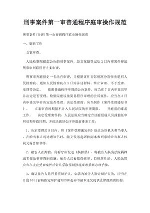 刑事案件第一审普通程序庭审操作规范.docx