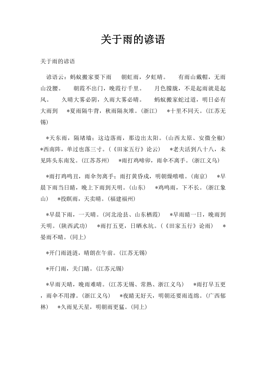 关于雨的谚语(1).docx_第1页